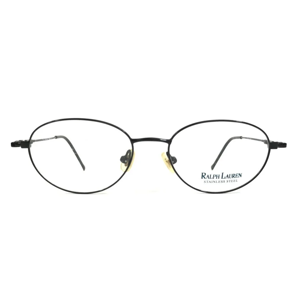 Vintage Ralph Lauren Eyeglasses Frames RL608 006 Shiny Black Oval 50-17-135
